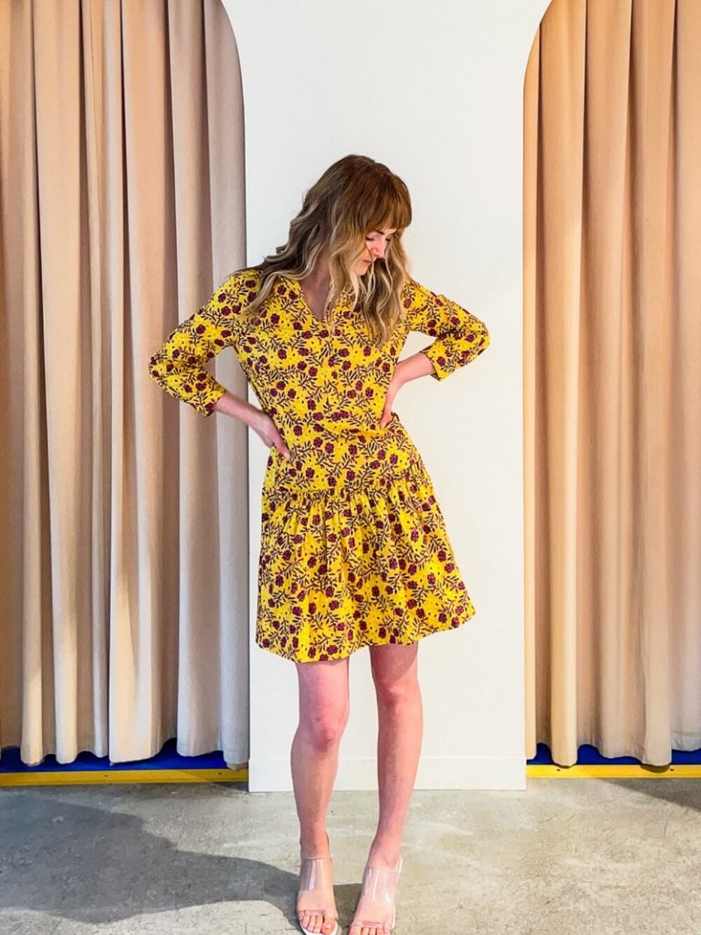 Saloni Tilly Shirt Dress Marigold Floral Cotton Mini Dress Size 8 Summer Dress